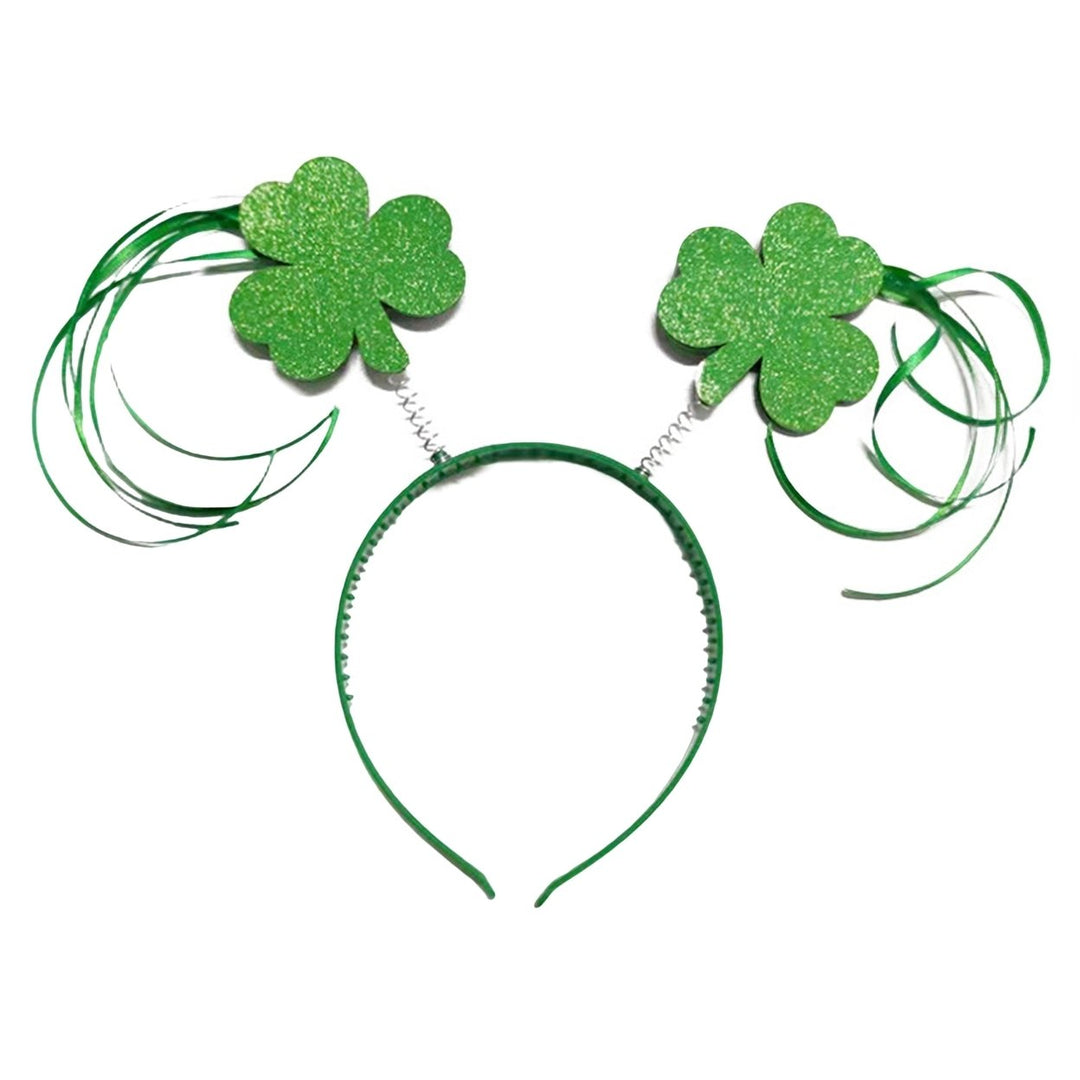 Clover Print Non-slip Funny Irish Festival Headband Large Bowknot Decor Saint Patrick Day Head Hoop Costume Accessories Image 7