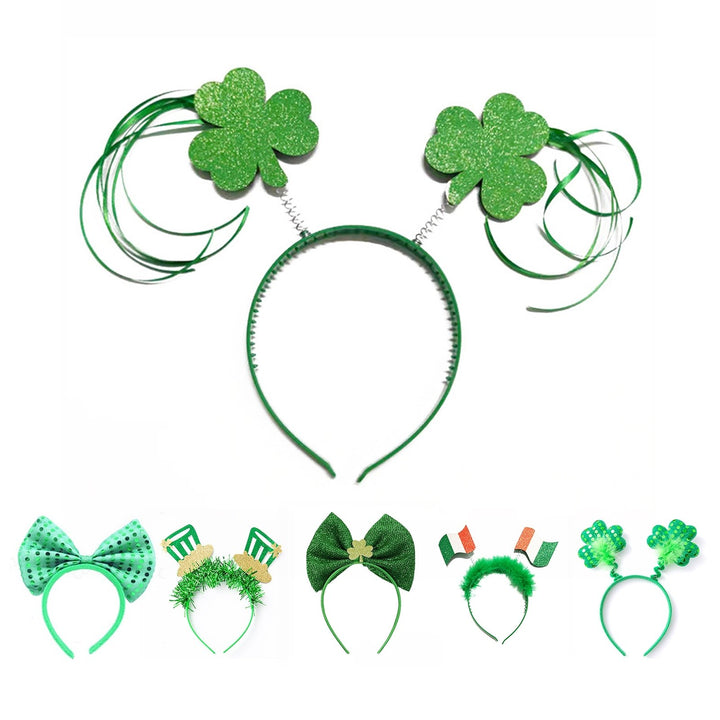 Clover Print Non-slip Funny Irish Festival Headband Large Bowknot Decor Saint Patrick Day Head Hoop Costume Accessories Image 8