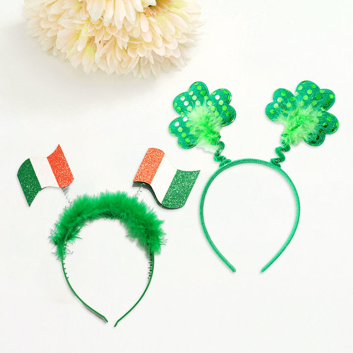 Clover Print Non-slip Funny Irish Festival Headband Large Bowknot Decor Saint Patrick Day Head Hoop Costume Accessories Image 9