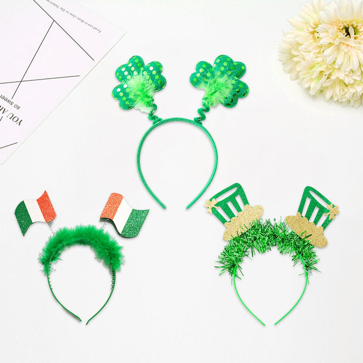 Clover Print Non-slip Funny Irish Festival Headband Large Bowknot Decor Saint Patrick Day Head Hoop Costume Accessories Image 10