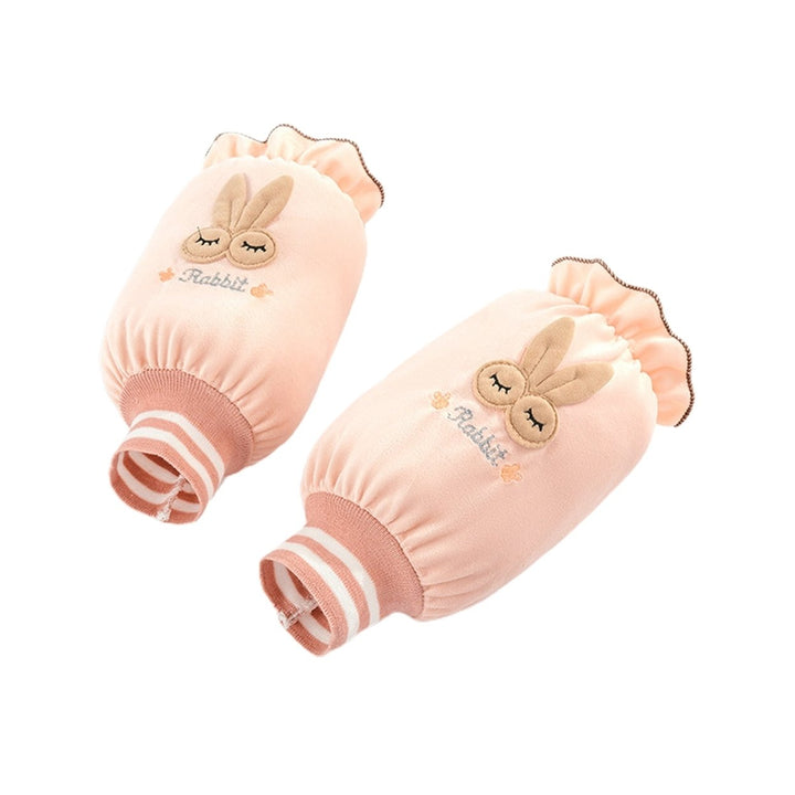 1 Pair Kids Oversleeves Ruffle Hem Anti-fouling Velvet Cartoon Boys Girls Oil Proof Short Sleeves Baby Products Image 2