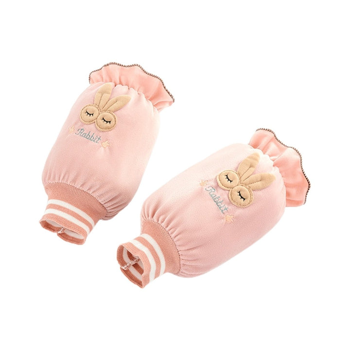 1 Pair Kids Oversleeves Ruffle Hem Anti-fouling Velvet Cartoon Boys Girls Oil Proof Short Sleeves Baby Products Image 4