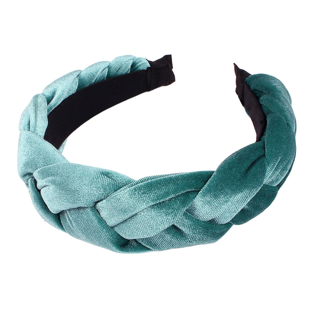 Braided Twist Elastic Non-slip Elegant Women Headband Solid Color Wide Heightened Velvet Hair Hoop Hair Accessories Image 1