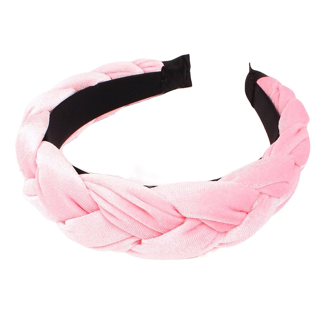 Braided Twist Elastic Non-slip Elegant Women Headband Solid Color Wide Heightened Velvet Hair Hoop Hair Accessories Image 1