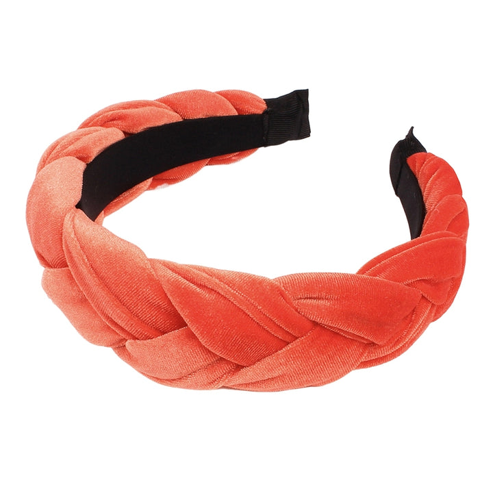 Braided Twist Elastic Non-slip Elegant Women Headband Solid Color Wide Heightened Velvet Hair Hoop Hair Accessories Image 9