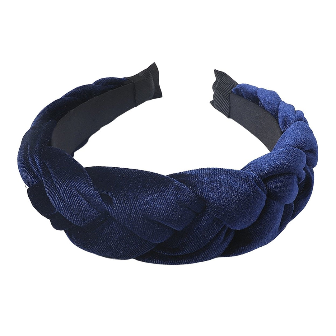 Braided Twist Elastic Non-slip Elegant Women Headband Solid Color Wide Heightened Velvet Hair Hoop Hair Accessories Image 1