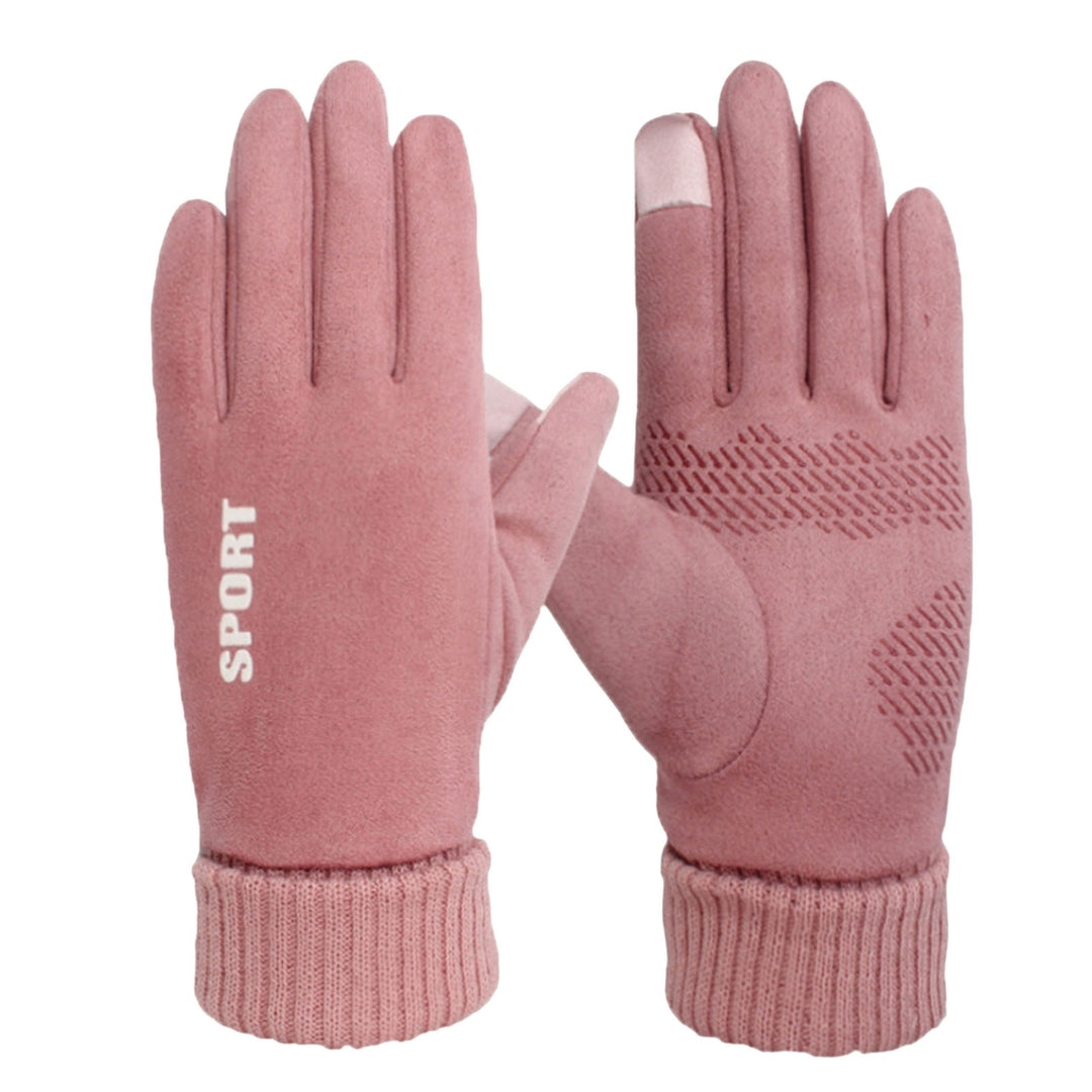 1 Pair Women Winter Gloves Particle Palm Fleece Touch Screen Great Friction Full Fingers Keep Warm Soft Outdoor Climbing Image 4