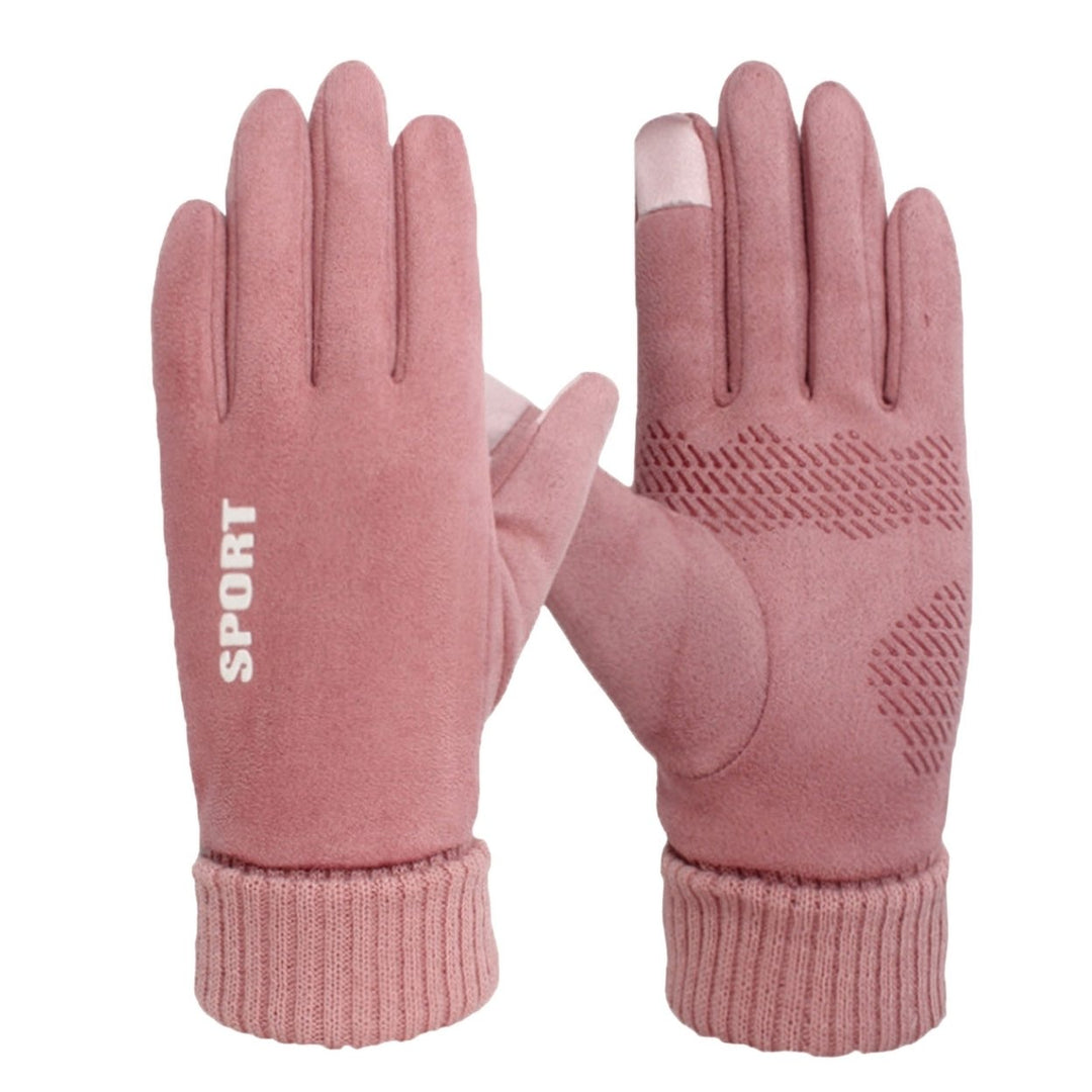 1 Pair Women Winter Gloves Particle Palm Fleece Touch Screen Great Friction Full Fingers Keep Warm Soft Outdoor Climbing Image 1