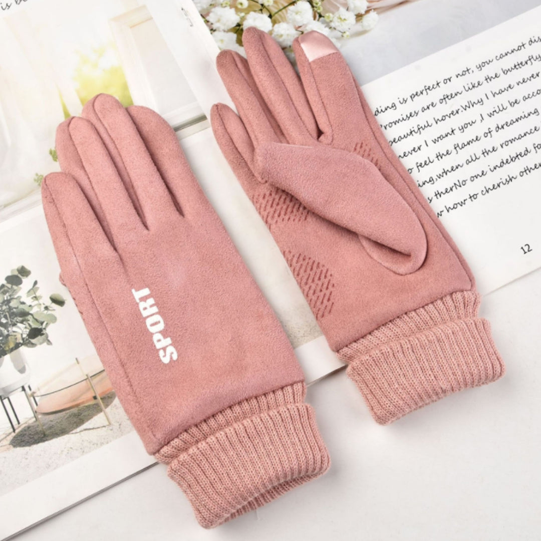 1 Pair Women Winter Gloves Particle Palm Fleece Touch Screen Great Friction Full Fingers Keep Warm Soft Outdoor Climbing Image 10
