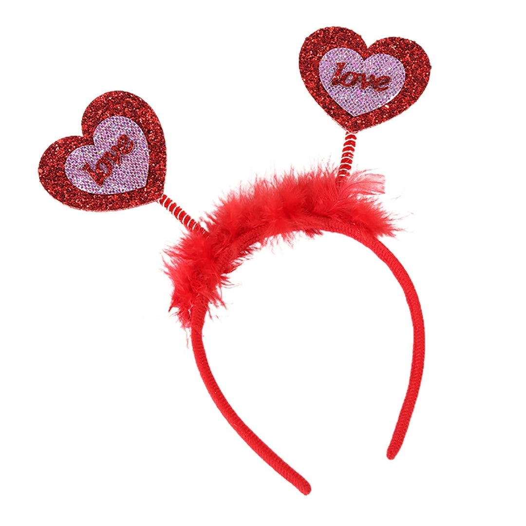 Valentines Day Headband Sequins Heart Love Antenna Lips Hair Hoop Funny Hairband Festival Party Head Bopper Cosplay Prop Image 4