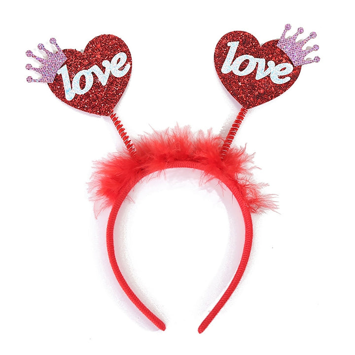 Valentines Day Headband Sequins Heart Love Antenna Lips Hair Hoop Funny Hairband Festival Party Head Bopper Cosplay Prop Image 4