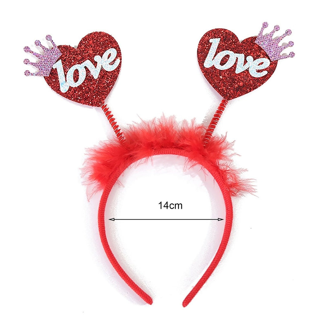 Valentines Day Headband Sequins Heart Love Antenna Lips Hair Hoop Funny Hairband Festival Party Head Bopper Cosplay Prop Image 10