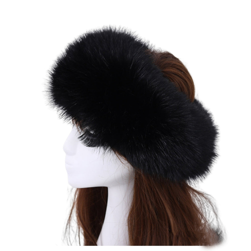 Women Hat Faux faux Empty Top Elasticity Solid Color Thickened Headband Autumn Winter Fluffy Windproof Hat Riding Image 2