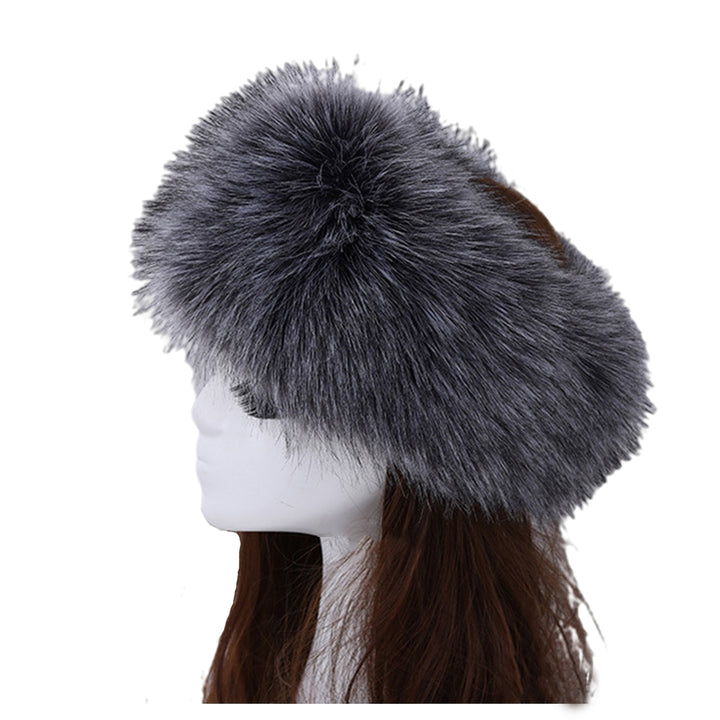 Women Hat Faux faux Empty Top Elasticity Solid Color Thickened Headband Autumn Winter Fluffy Windproof Hat Riding Image 6