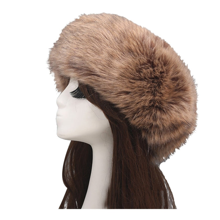 Women Hat Faux faux Empty Top Elasticity Solid Color Thickened Headband Autumn Winter Fluffy Windproof Hat Riding Image 1