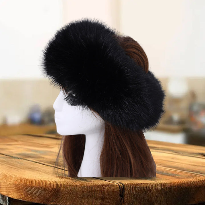 Women Hat Faux faux Empty Top Elasticity Solid Color Thickened Headband Autumn Winter Fluffy Windproof Hat Riding Image 10