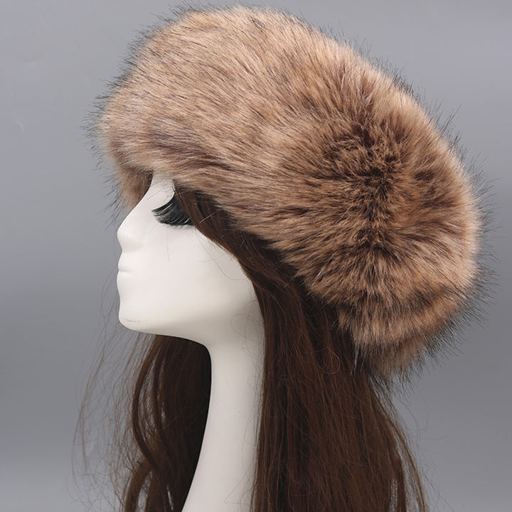 Women Hat Faux faux Empty Top Elasticity Solid Color Thickened Headband Autumn Winter Fluffy Windproof Hat Riding Image 11