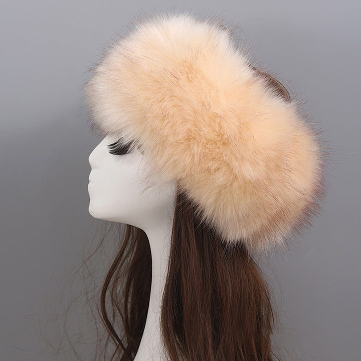 Women Hat Faux faux Empty Top Elasticity Solid Color Thickened Headband Autumn Winter Fluffy Windproof Hat Riding Image 12