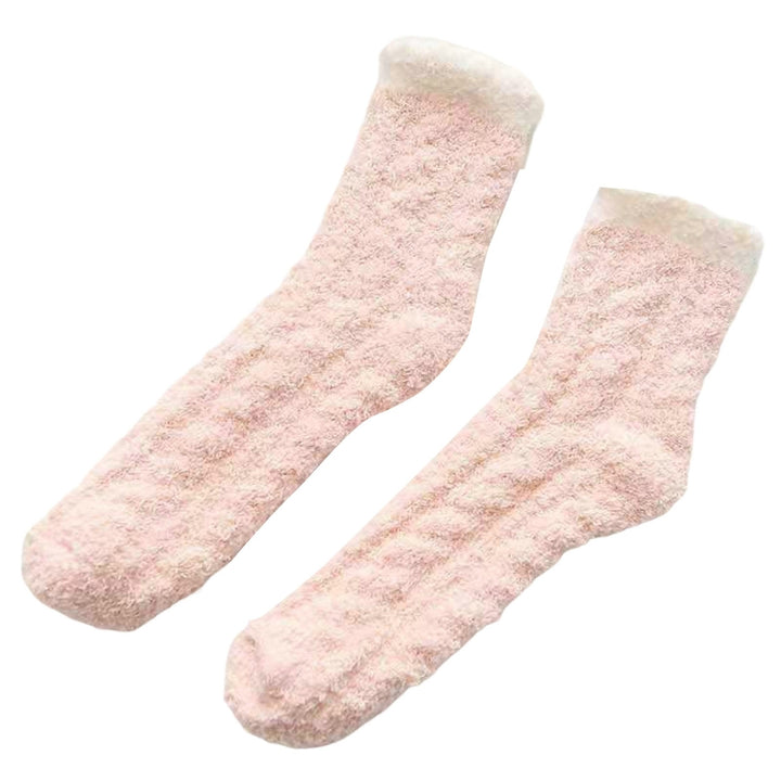 1 Pair Women Socks Soft Texture Coral Fleece Stretchy Ankle Length Anti-skid Cold Resistant Thick Winter Warm Fluffy Image 8