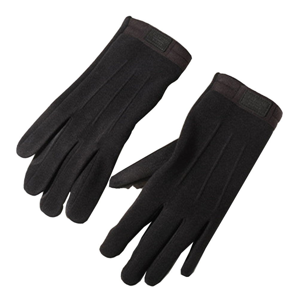 1 Pair Gloves Touch Screen Thicken Keep Warm Solid Color Winter Long Full Fingers Men Bicycle Gloves Cycling Accessories Image 2