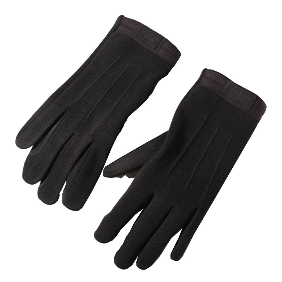 1 Pair Gloves Touch Screen Thicken Keep Warm Solid Color Winter Long Full Fingers Men Bicycle Gloves Cycling Accessories Image 1