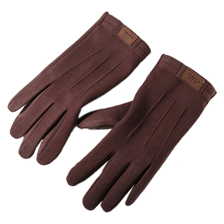 1 Pair Gloves Touch Screen Thicken Keep Warm Solid Color Winter Long Full Fingers Men Bicycle Gloves Cycling Accessories Image 1