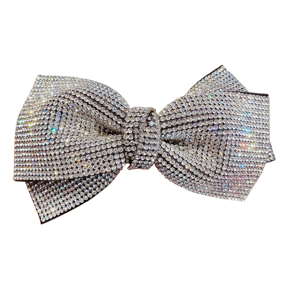 Bow Hairpin Non-Slip Anti-fall Stable-fixed Strong Grip Anti-crack Shiny Rhinestone Spring Clip Hair Barrette Daily Wear Image 2
