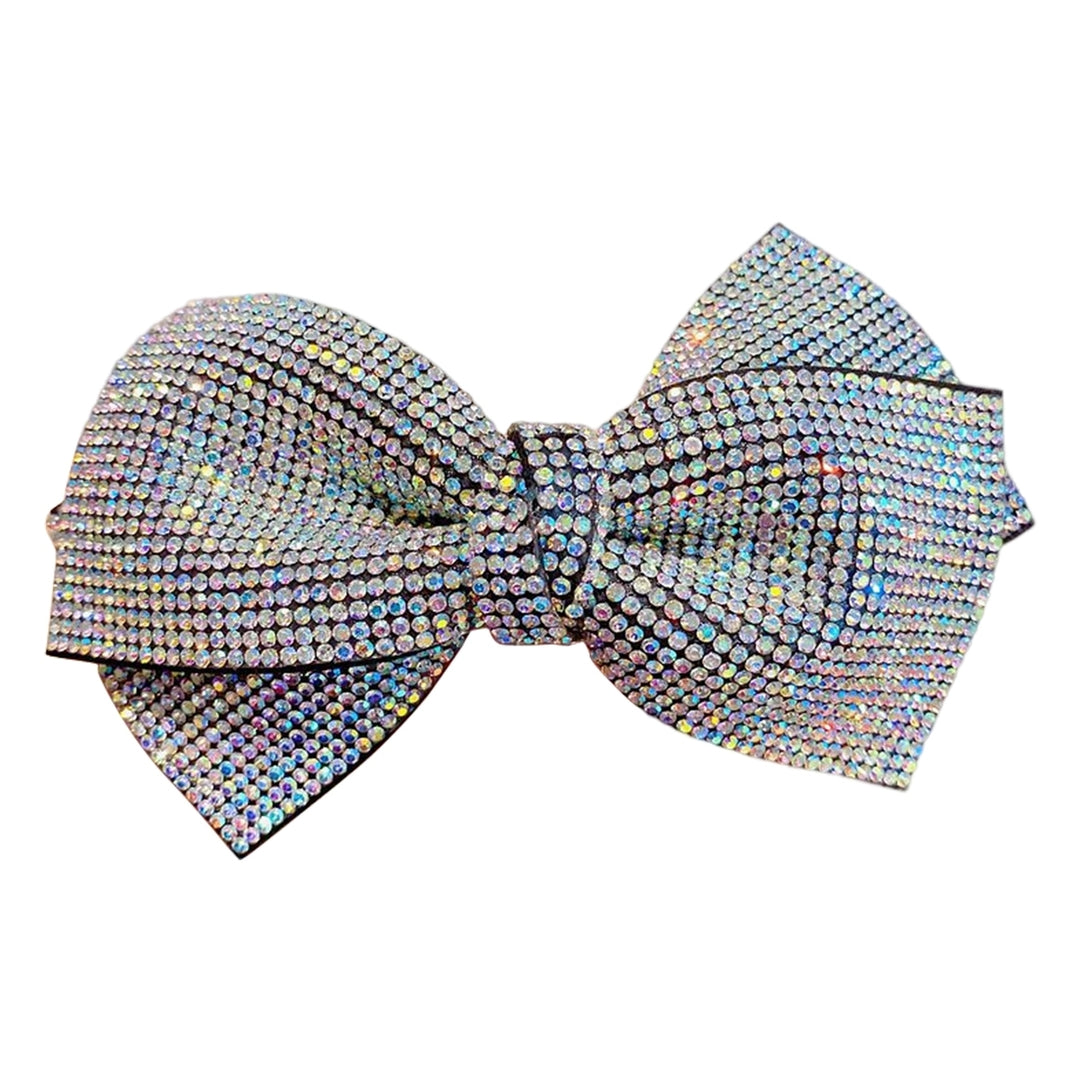 Bow Hairpin Non-Slip Anti-fall Stable-fixed Strong Grip Anti-crack Shiny Rhinestone Spring Clip Hair Barrette Daily Wear Image 3