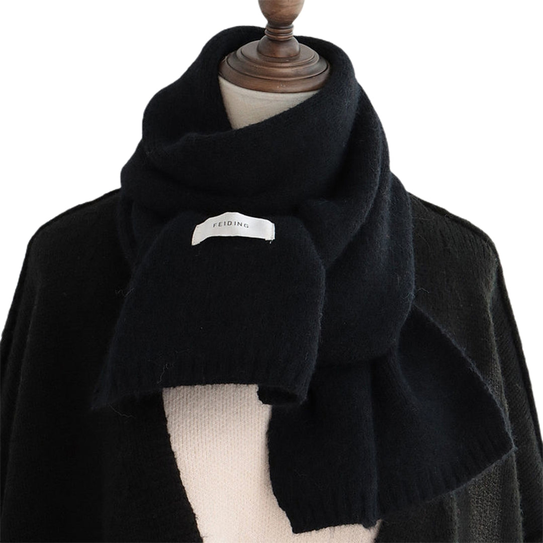 Women Scarf Solid Color Labeling Thickened Long Stretch Imitation Cashmere Windproof Knitted Neck Scarf Streetwear Image 4