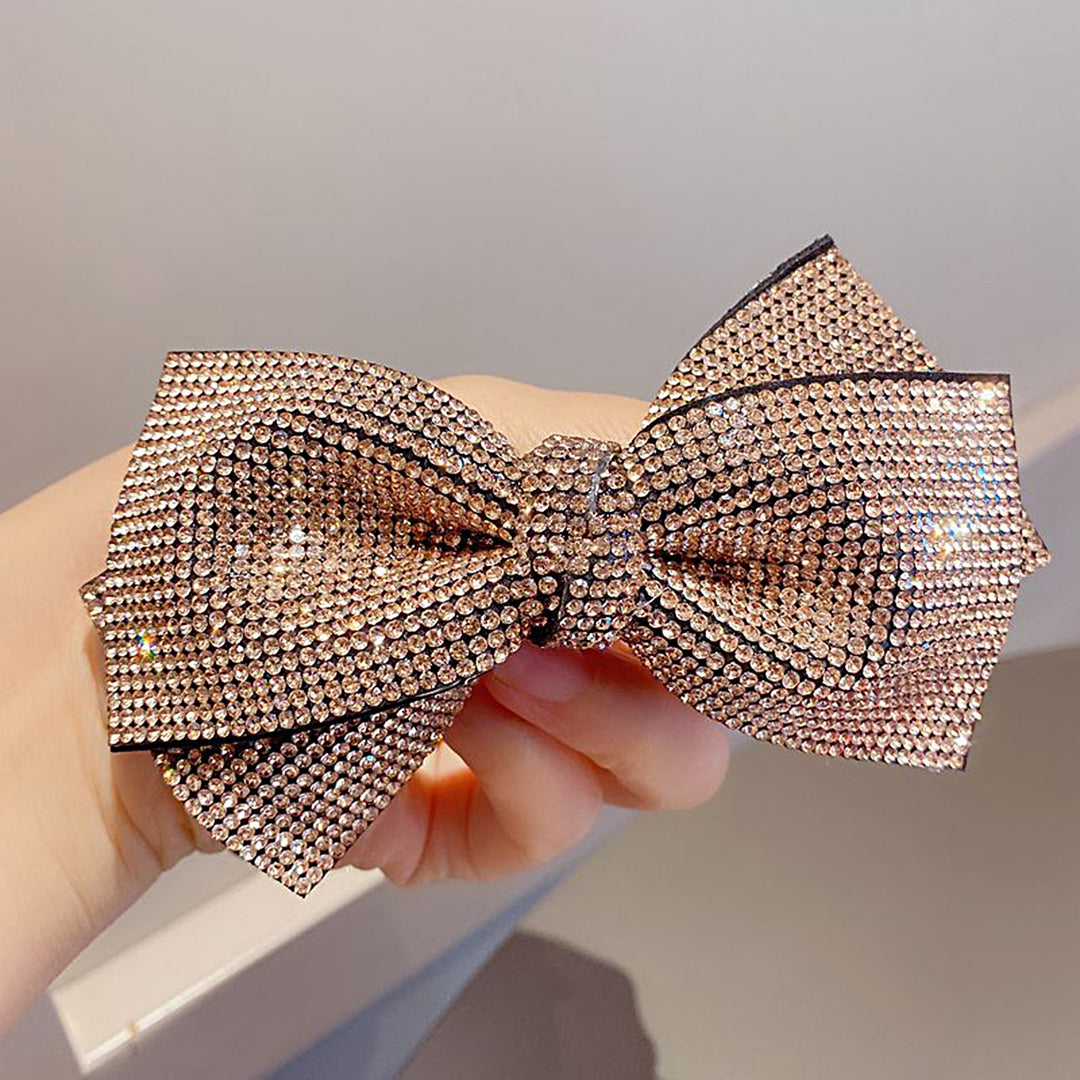 Bow Hairpin Non-Slip Anti-fall Stable-fixed Strong Grip Anti-crack Shiny Rhinestone Spring Clip Hair Barrette Daily Wear Image 8