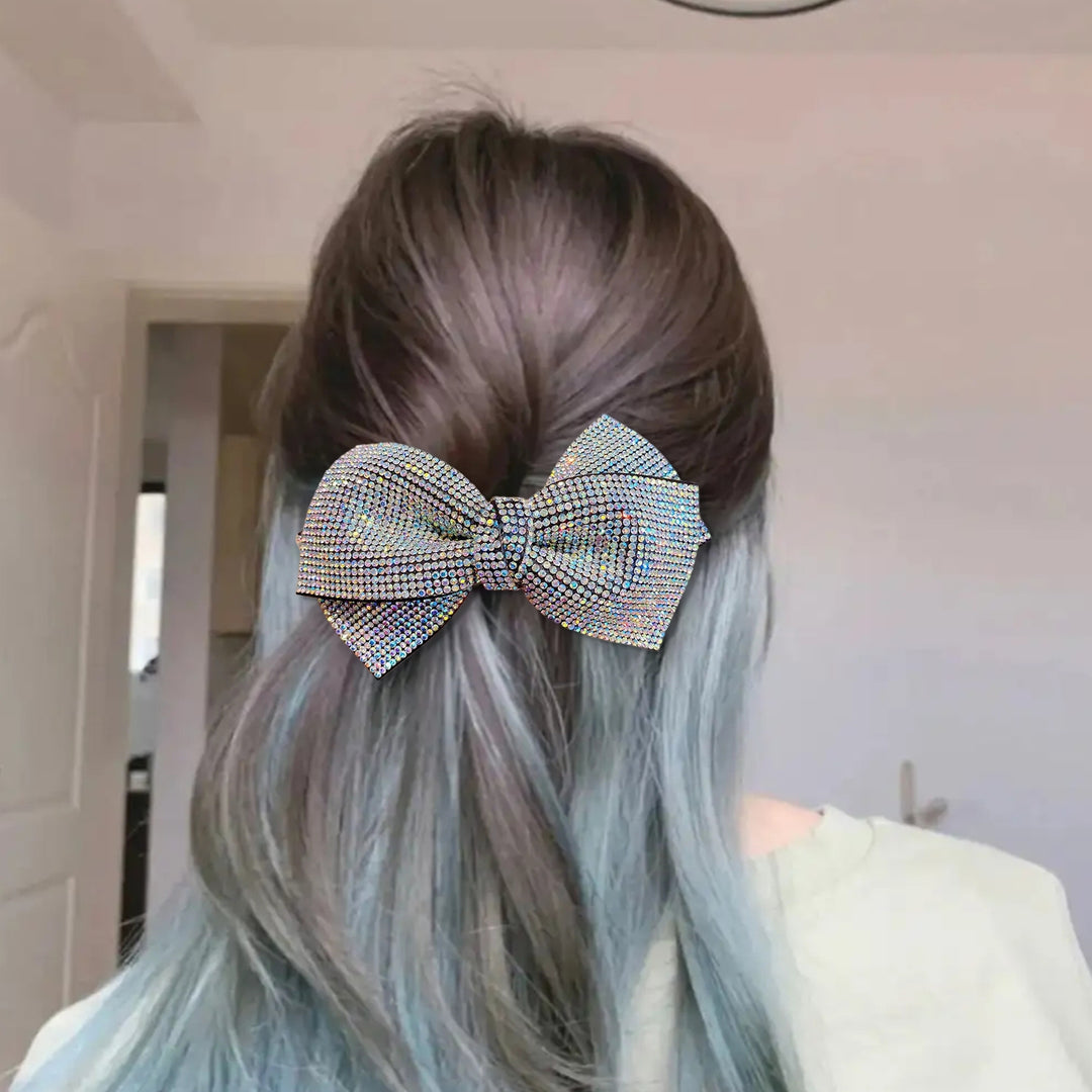 Bow Hairpin Non-Slip Anti-fall Stable-fixed Strong Grip Anti-crack Shiny Rhinestone Spring Clip Hair Barrette Daily Wear Image 9