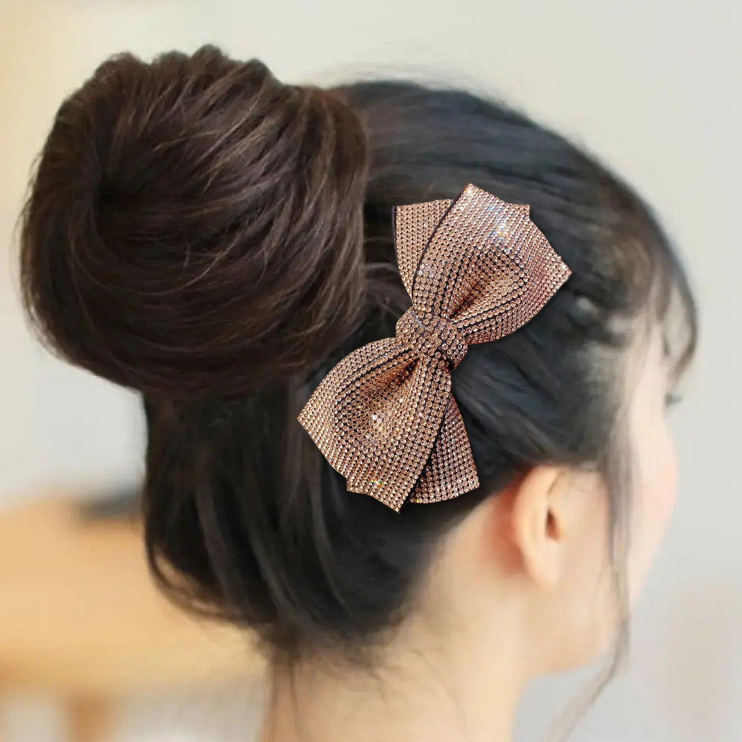 Bow Hairpin Non-Slip Anti-fall Stable-fixed Strong Grip Anti-crack Shiny Rhinestone Spring Clip Hair Barrette Daily Wear Image 10