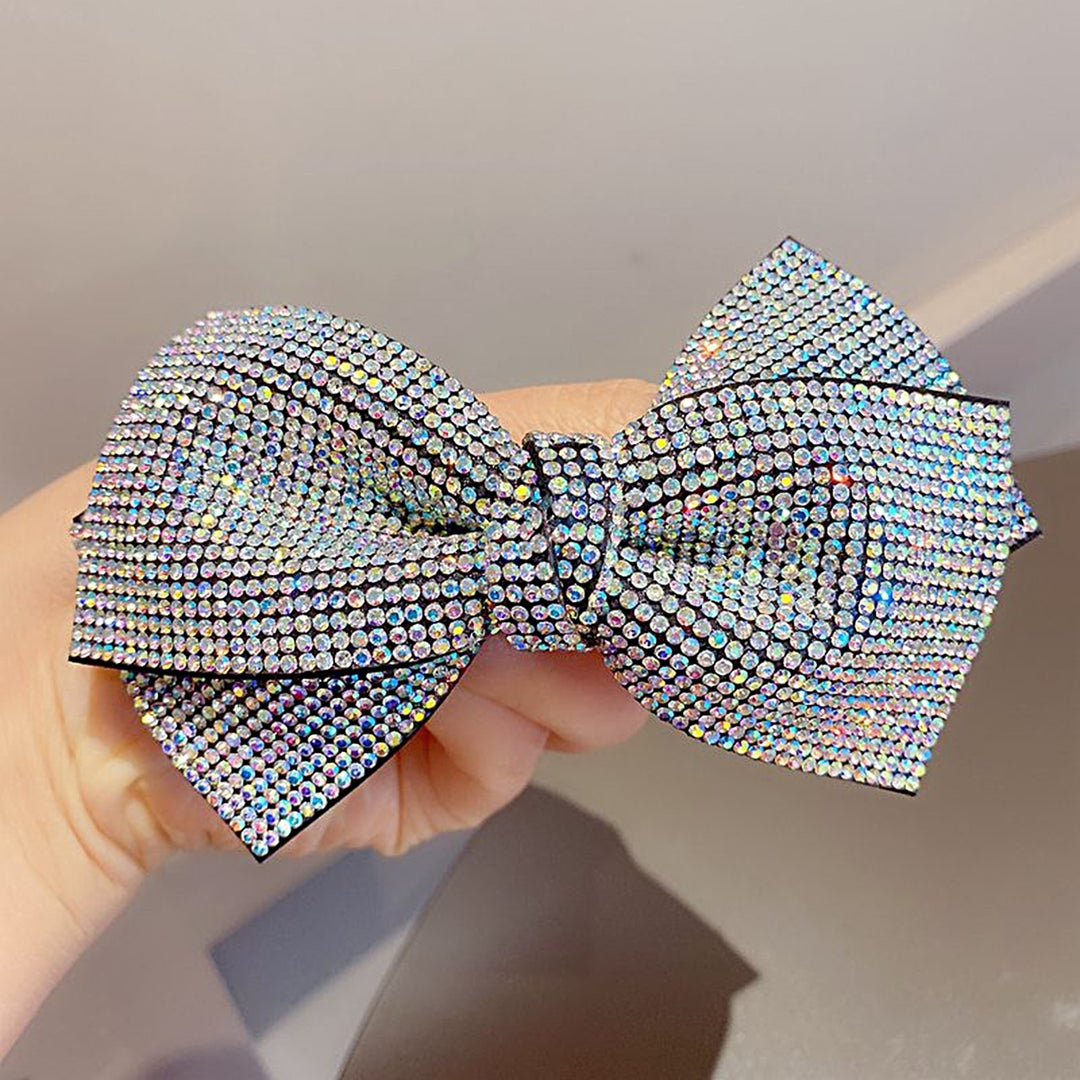Bow Hairpin Non-Slip Anti-fall Stable-fixed Strong Grip Anti-crack Shiny Rhinestone Spring Clip Hair Barrette Daily Wear Image 12