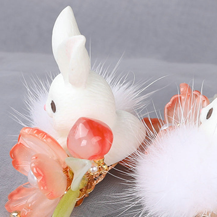 1 Pair Hanfu Hairpins Plush Ball Rabbit Decor Long Tassel Flower Chain Decorative Beads Anti-slip Cosplay Hanfu Image 10