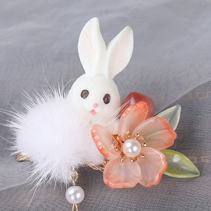 1 Pair Hanfu Hairpins Plush Ball Rabbit Decor Long Tassel Flower Chain Decorative Beads Anti-slip Cosplay Hanfu Image 11