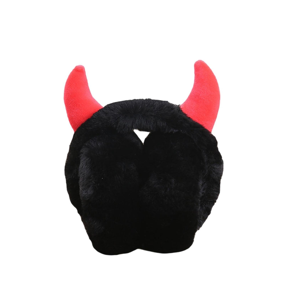 Winter Earmuff Foldable Plush Horn Decoration Solid Color Fluffy Keep Warm Thick Unisex Costume Prop Lady Winter Ear Image 2