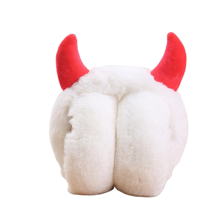 Winter Earmuff Foldable Plush Horn Decoration Solid Color Fluffy Keep Warm Thick Unisex Costume Prop Lady Winter Ear Image 3
