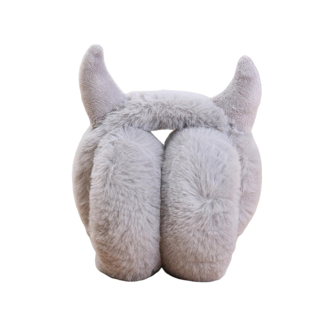 Winter Earmuff Foldable Plush Horn Decoration Solid Color Fluffy Keep Warm Thick Unisex Costume Prop Lady Winter Ear Image 4