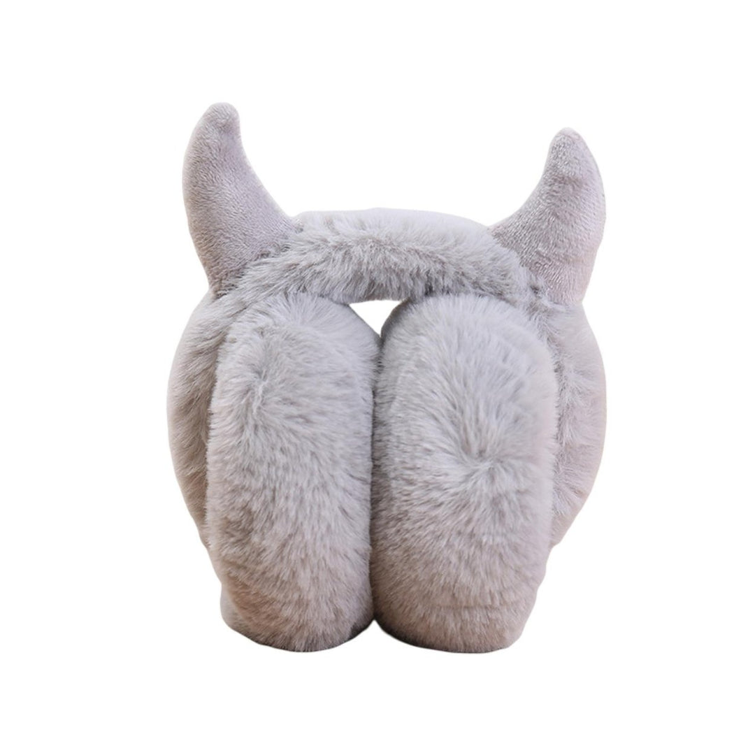 Winter Earmuff Foldable Plush Horn Decoration Solid Color Fluffy Keep Warm Thick Unisex Costume Prop Lady Winter Ear Image 1