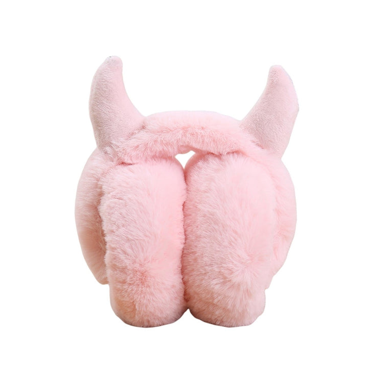 Winter Earmuff Foldable Plush Horn Decoration Solid Color Fluffy Keep Warm Thick Unisex Costume Prop Lady Winter Ear Image 4