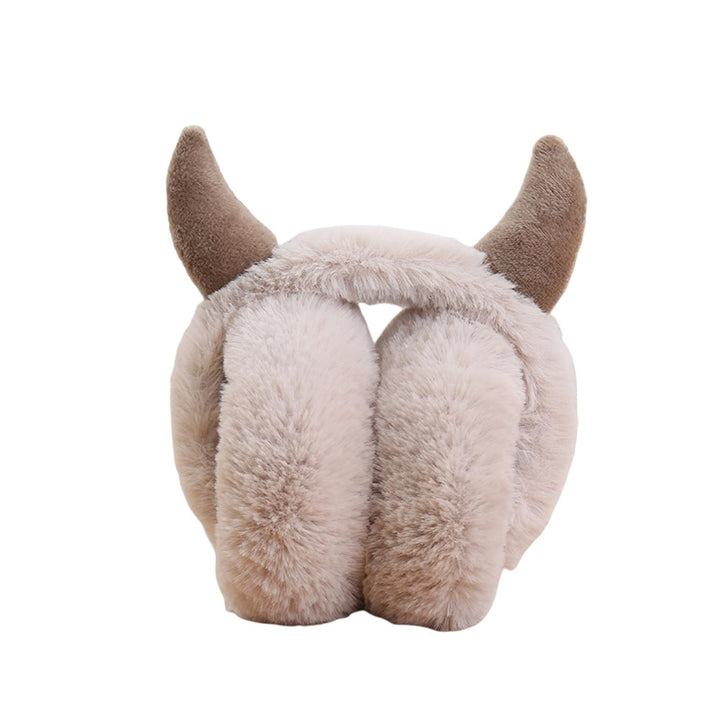 Winter Earmuff Foldable Plush Horn Decoration Solid Color Fluffy Keep Warm Thick Unisex Costume Prop Lady Winter Ear Image 6