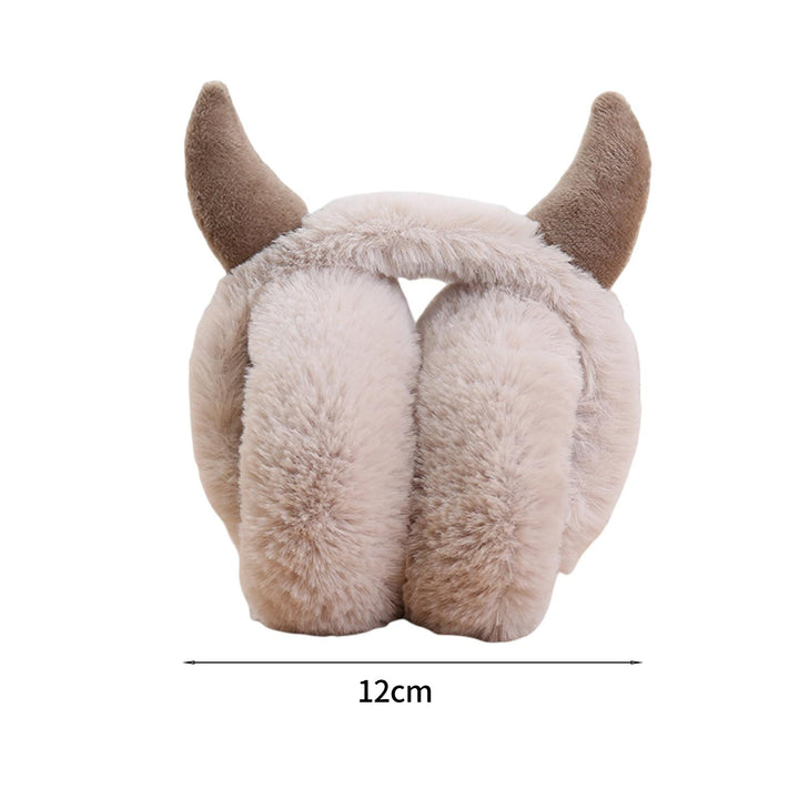 Winter Earmuff Foldable Plush Horn Decoration Solid Color Fluffy Keep Warm Thick Unisex Costume Prop Lady Winter Ear Image 11