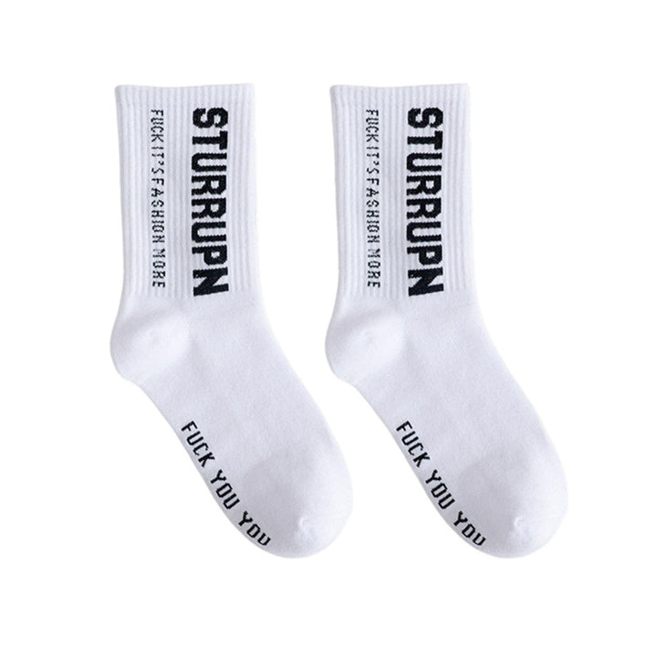 1 Pair Crew Socks Ultra Soft Streetwear All Seasons English Letter Print Casual Mid Tube Cotton Socks Women Clothing Image 3