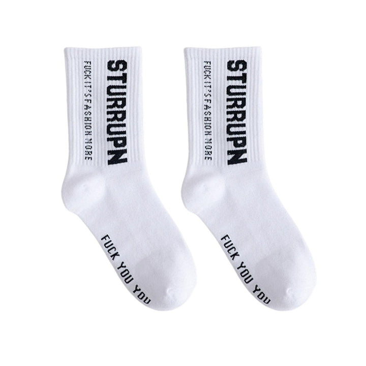 1 Pair Crew Socks Ultra Soft Streetwear All Seasons English Letter Print Casual Mid Tube Cotton Socks Women Clothing Image 1