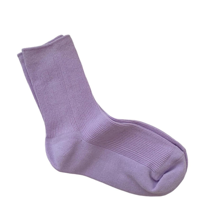 1 Pair Ribbed Mid-tube Elastic Women Socks Simple Casual Solid Color Sports Socks Image 1