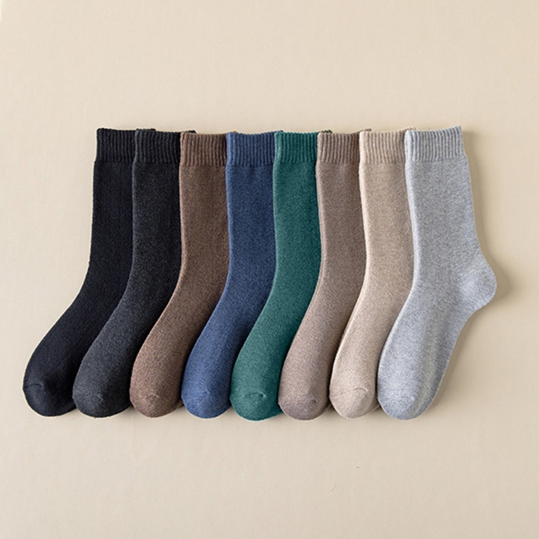 1 Pair Men Socks Wear-resistant Middle Tube Moisture Absorption Good Elastic Thickened Keep Warm Image 1