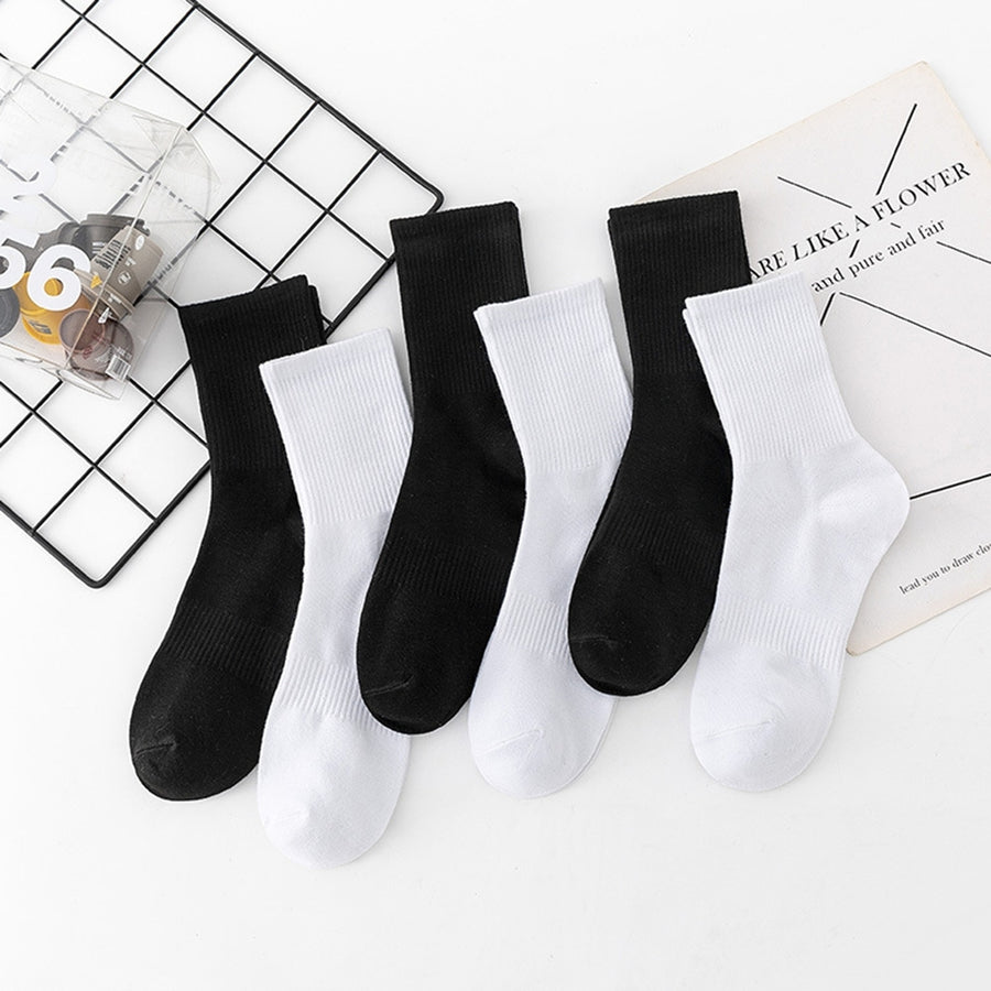 1 Pair Cotton Socks Elastic Sweat-absorbent Non-slip Breathable Solid Color Coldproof All Seasons Men Women Casual Image 1