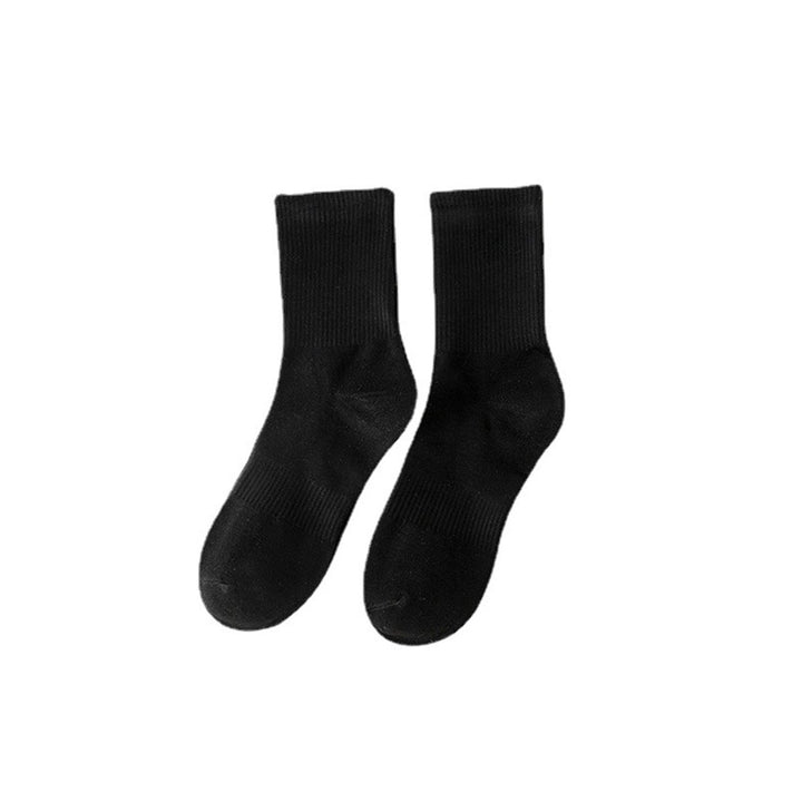 1 Pair Cotton Socks Elastic Sweat-absorbent Non-slip Breathable Solid Color Coldproof All Seasons Men Women Casual Image 1