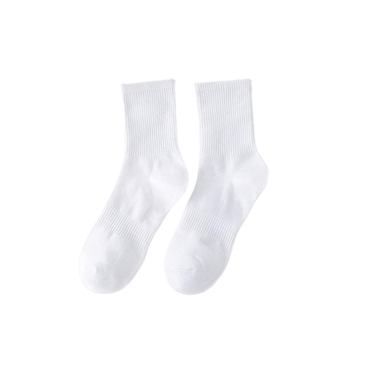 1 Pair Cotton Socks Elastic Sweat-absorbent Non-slip Breathable Solid Color Coldproof All Seasons Men Women Casual Image 1