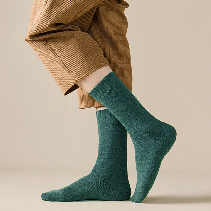 1 Pair Men Socks Wear-resistant Middle Tube Moisture Absorption Good Elastic Thickened Keep Warm Image 9